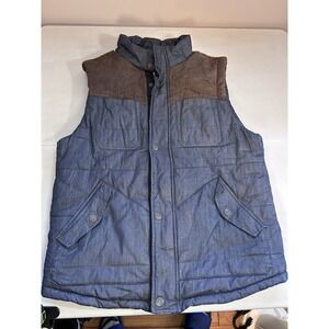 Angelo Litrico Vintage Denim Look Puffer Vest Men's Lrg 100% Cotton